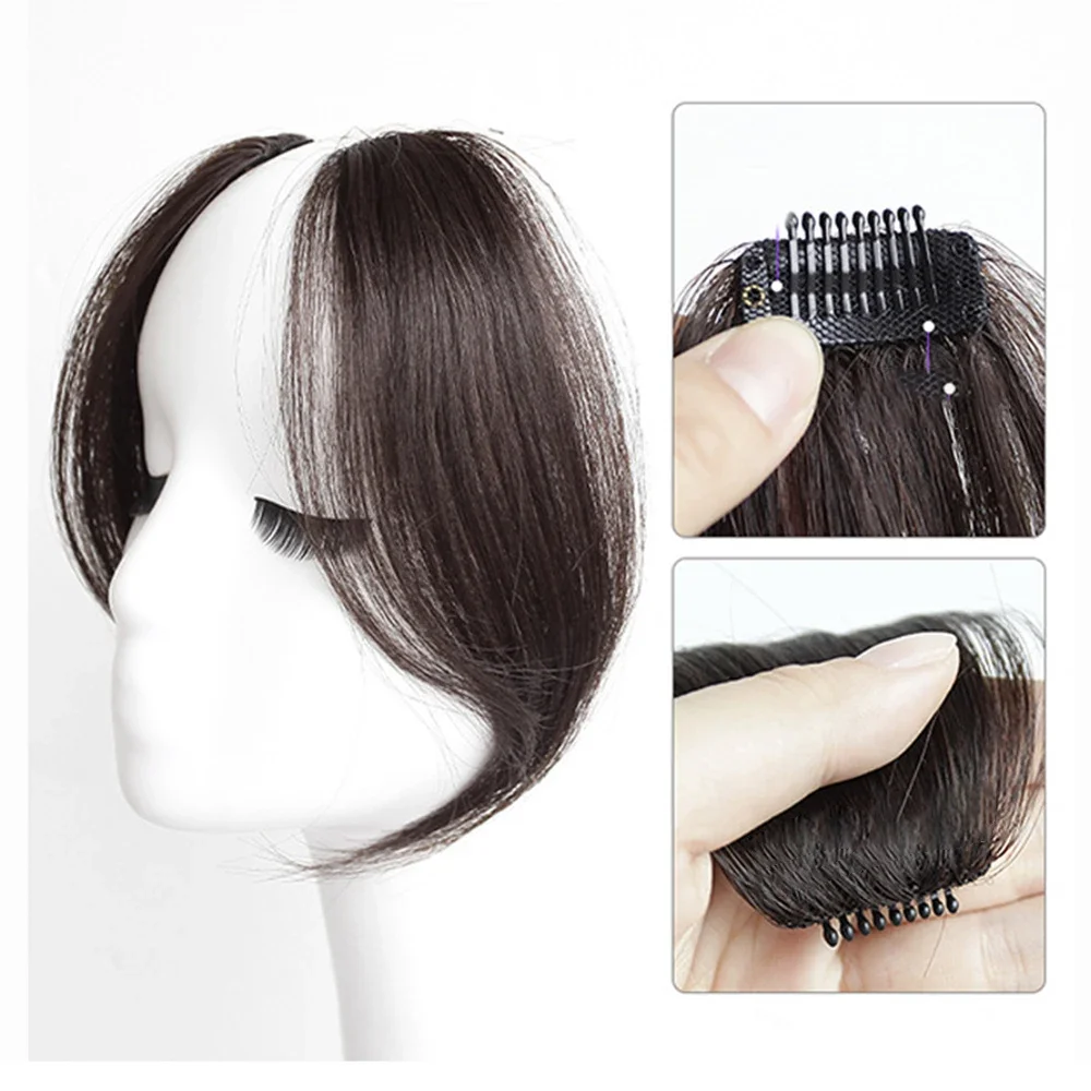 Hair Extensions Hair Bangs 2Pcs Seamless Natural Invisible Air Side Bangs Wig Piece