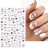 2pcs Heart Love Design 3D Nail Art Stickers English Letter Cool Girl Face Sliders Valentine Day Manicure 2