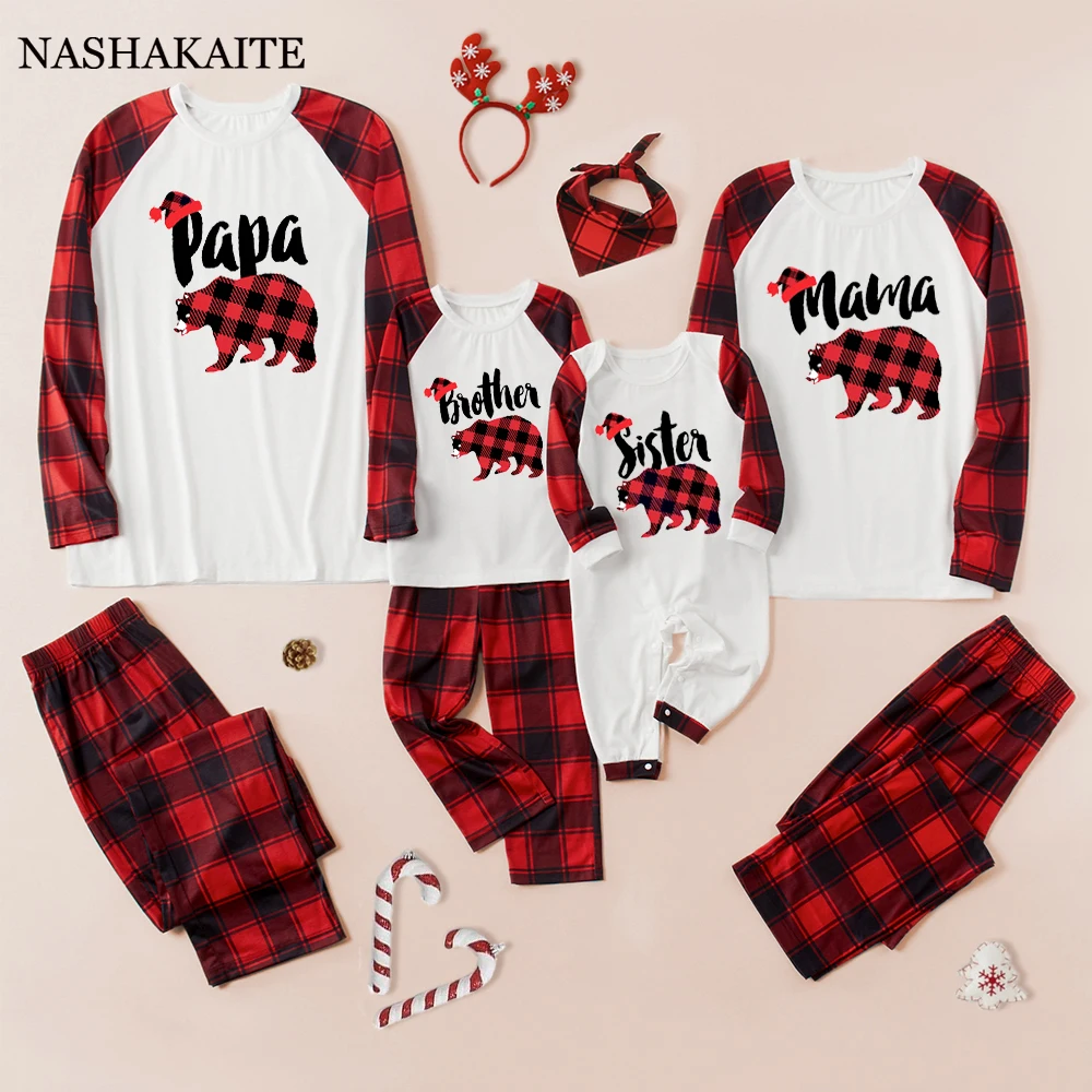 thumbnail image 2 of Pijamas familiares con estampado de osos, ropa de dormir a juego, ropa de Halloween para madres e hijos, conjuntos familiares a juego, pijamas navideños a cuadros, 2 of 5