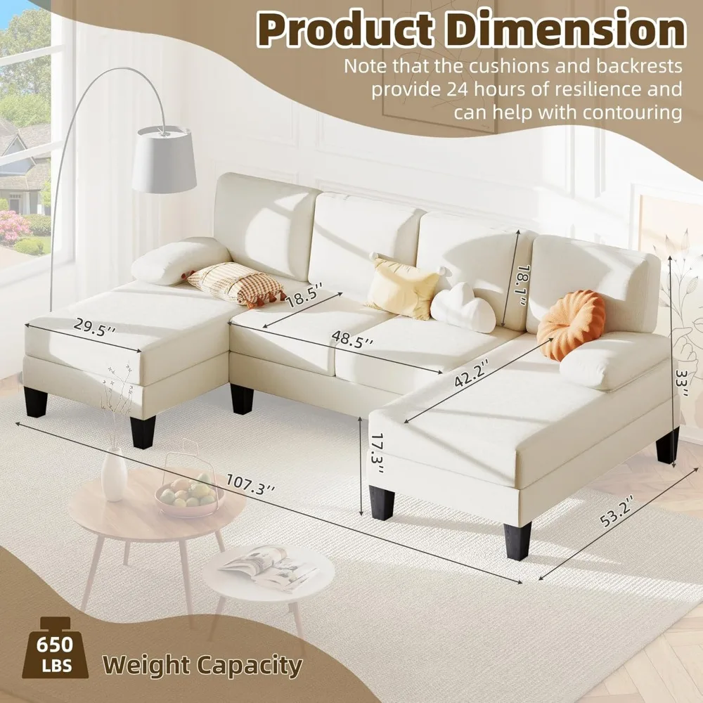 U-Shaped Modular Chenille Sectional Sofa 2