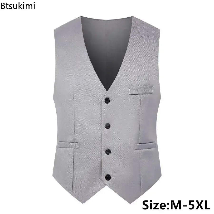 Mens Suit Dress Vests Men Slim Fit V-neck Dress Vest Trend Korean Style Men Handsome Suit Vest Male Formal Business Wedding Waistcoat
