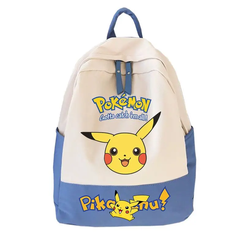 

Pokemon Pikachu School Bag for Children Cartoon Canvas Bag Anime Boys Girls Backpack Kindergarten Primary School Bookbag Gift