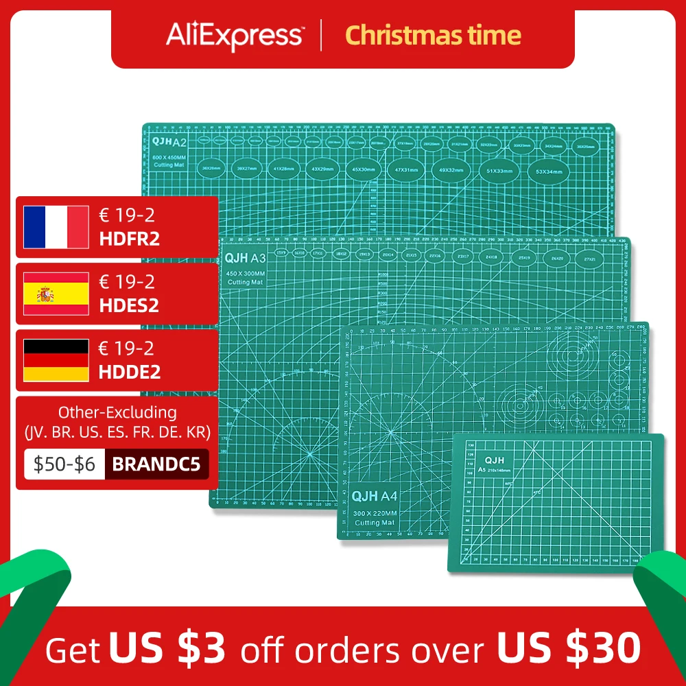 A3 A1 A2 A4 Pvc Rectangle Grid Lines Self Healing Cutting Mat Tool Cutting Pad Patchwork Fabric Leather Paper Craft DIY Tool 3mm