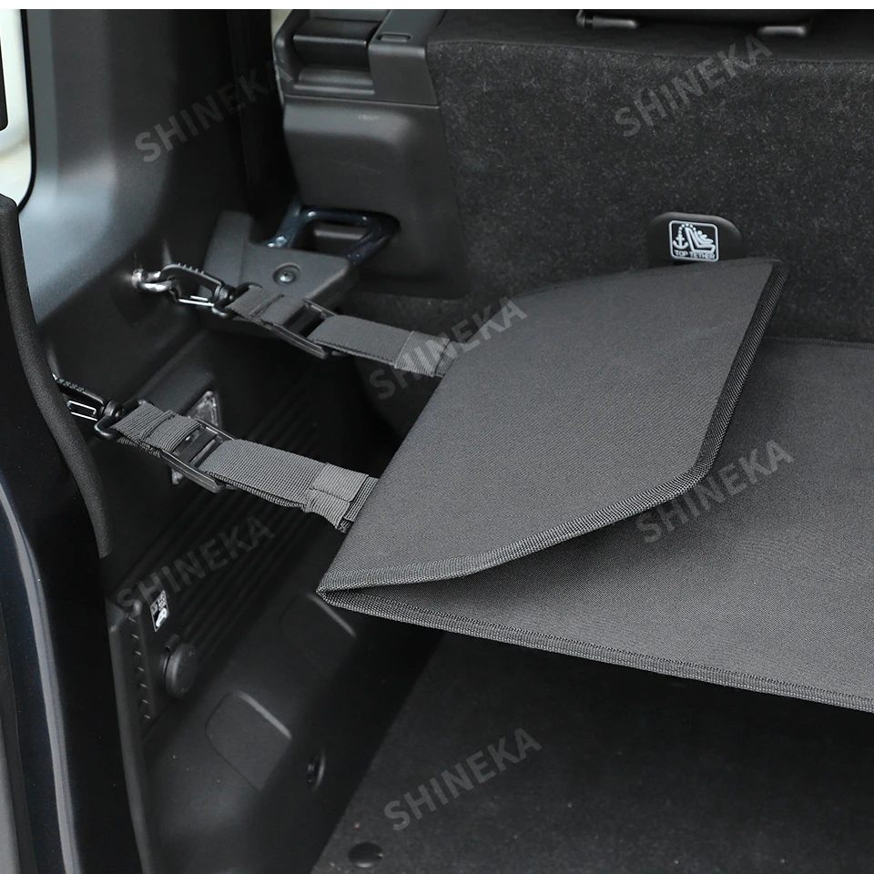 SHINEKA Heckkoffer-Vorhang-Abdeckung, Aufbewahrungstasche, Netz-Organizer für Suzuki Jimny 4-Türer ab 2019, verstauen, aufräumen, Innenzubehör – Detail 5
