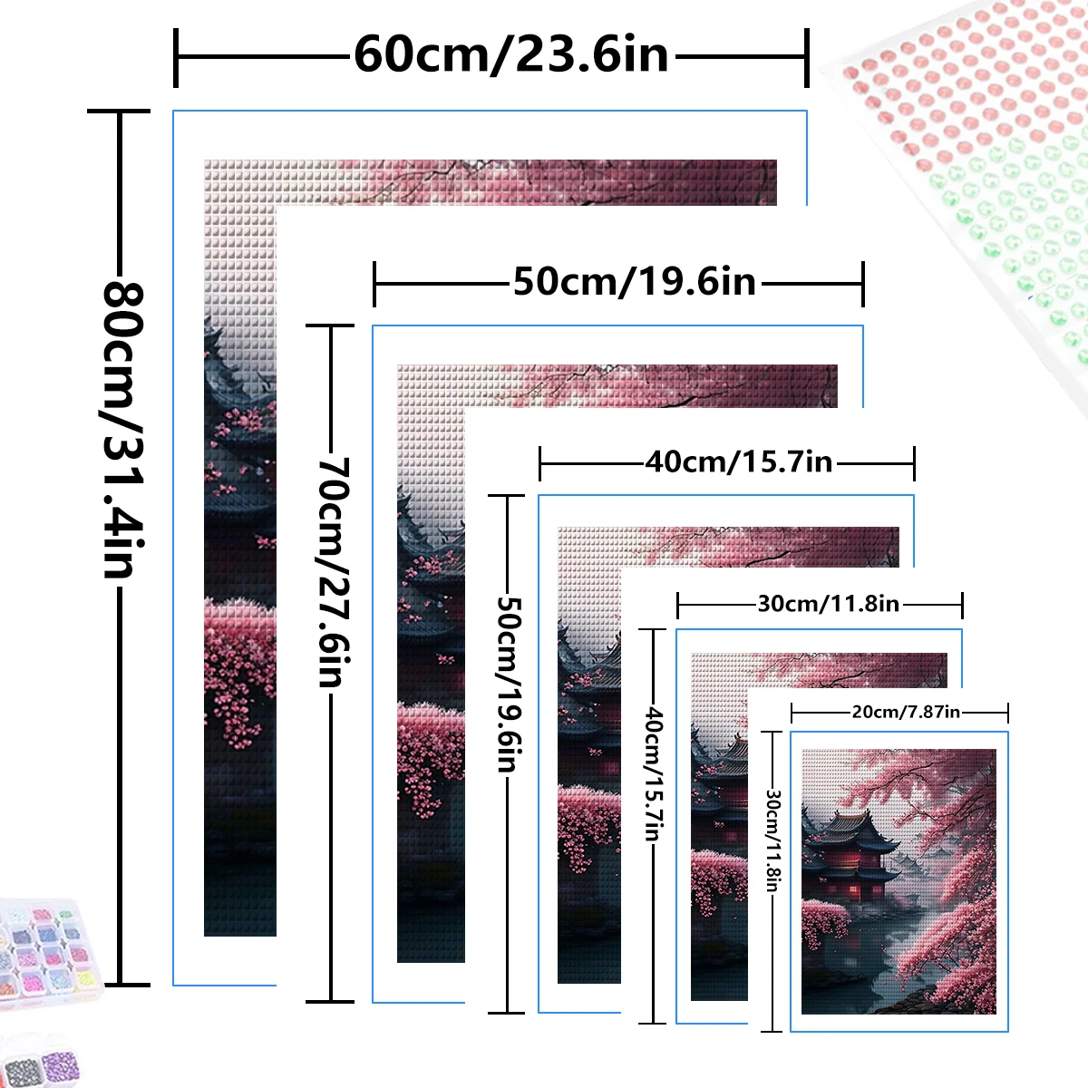 Diamond Painting Landscape Of Peach Blossom Pavilion Personality DIY Full Drill Round Mosaic Cross Stitch Set