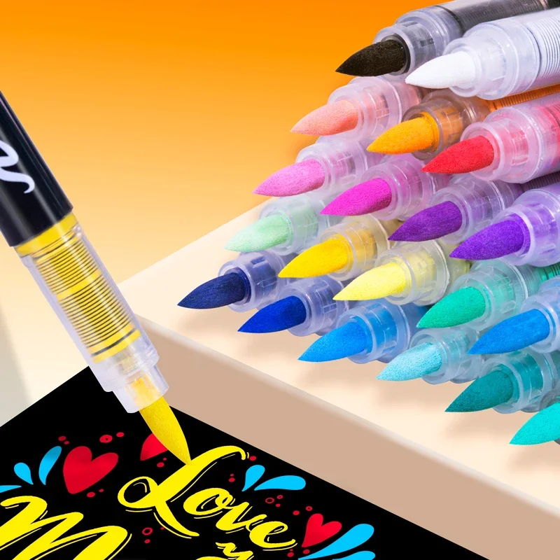 3Pcs Acrylic White Marker Brush Pens Black Paint Art Markers for Rock Painting Stone Ceramic Glass Wood Tire Fabric Metal Canvas 2