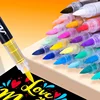 3Pcs Acrylic White Marker Brush Pens Black Paint Art Markers for Rock Painting Stone Ceramic Glass Wood Tire Fabric Metal Canvas 2