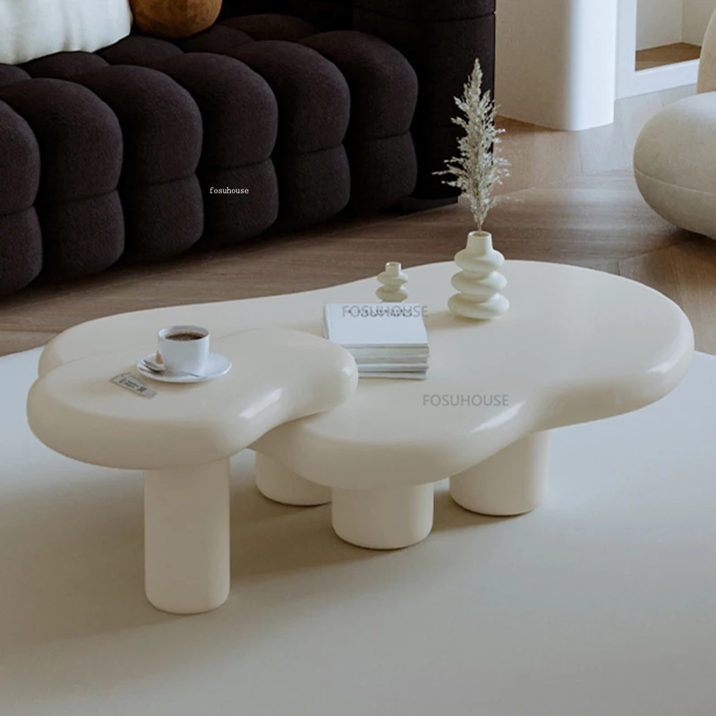 Modern Living Room Coffee Tables for Caf&eacute; Furniture Irregular White Coffee Table Creative Cream Series Upscale Large Caf&eacute; Tables