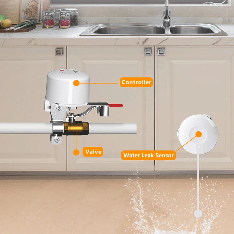 WiFi water-detector met bediening via APP en kan werken met spraakgestuurde apps. T-2016 WiFi water-detector met bediening via APP en kan werken met spraakgestuurde apps. T-2016
