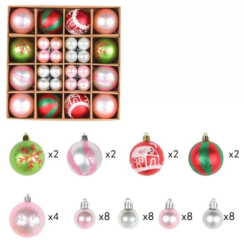 44 bolas de Navidad para árbol de Navidad, adornos colgantes para fiestas en el hogar, decoración para árbol, bolas para fiestas, colgantes esféricos