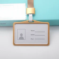 Aluminum Alloy Office ID Badge Holder with Lanyard (Small - H - Golden)