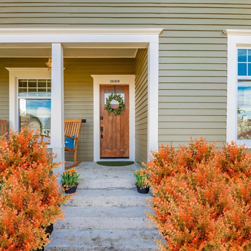 UV Resistant Artificial Eucalyptus Plant for Fall Decor Outdoor Greenery Home Garden Decoration with Realistic Faux Bushes