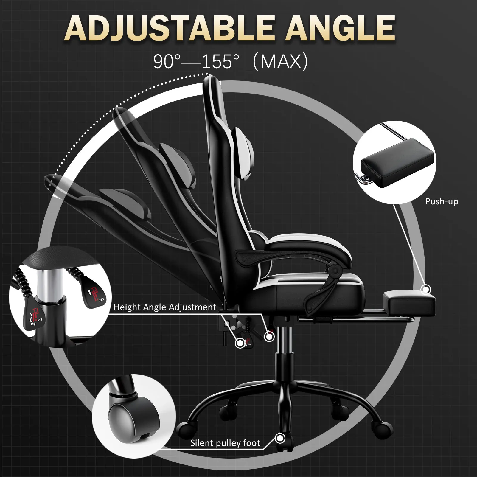 Gaming Chair, Ergonomic Video Game Chair for Adults, Comfortable Computer Chair with Footrest and Lumbar Support 2