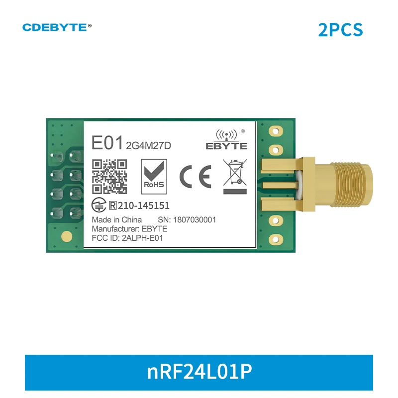 

2PCS CDEBYTE E01-2G4M27D nRF24L01P 27dBm nRF24L01 PA LNA Long Range 2.4GHz SPI DIP IoT Module