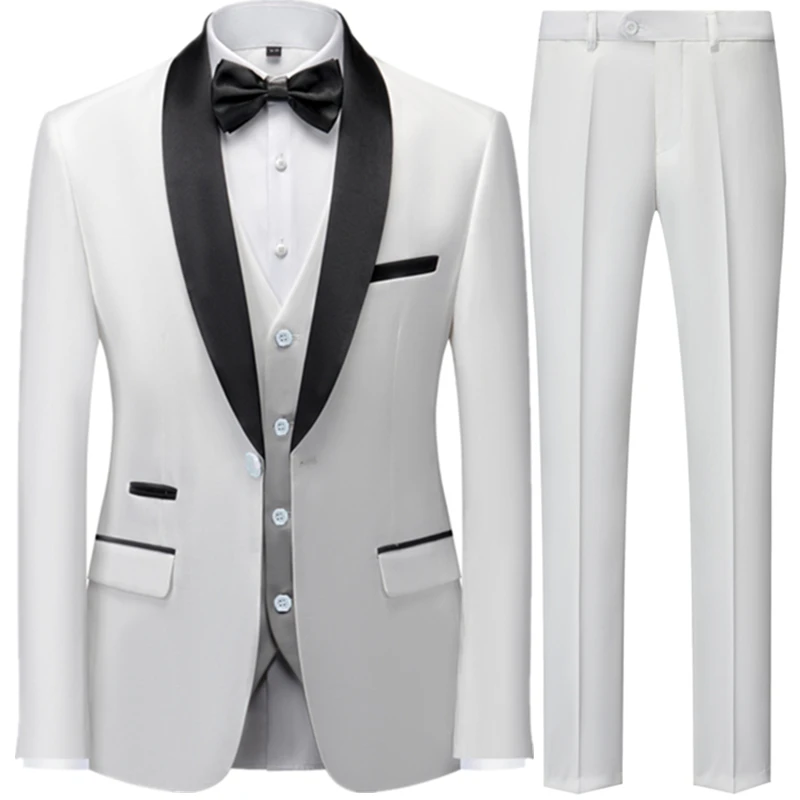 Suit Coat Pants Vest 3 Pcs Set / Fashion Men's Casual Boutique Business Wedding Groom Dress Blazers Jacket Trousers mens suit