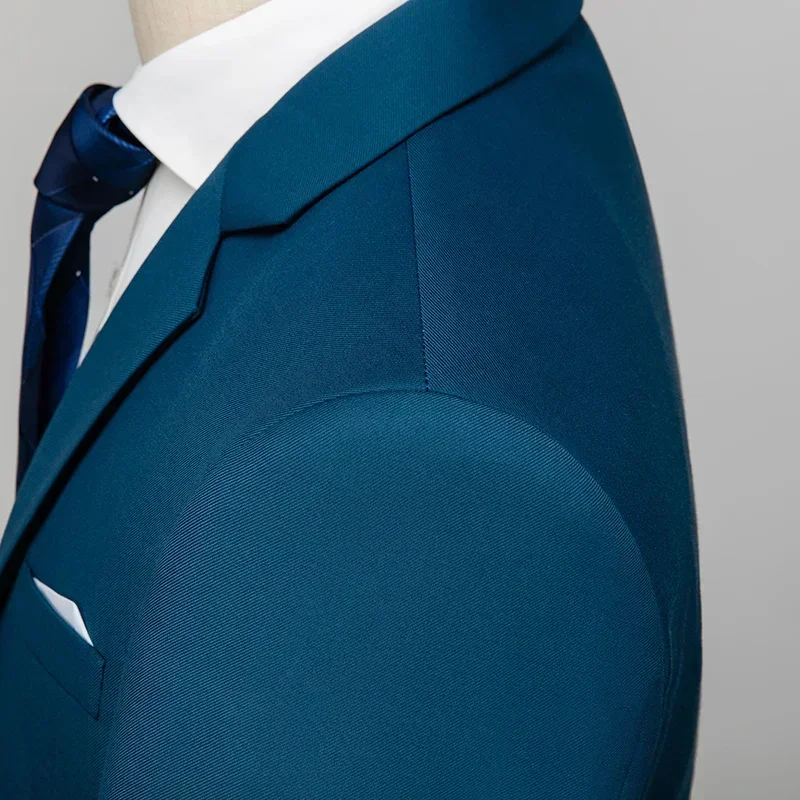 Men's Business Casual Solid Color Suits Male Two Button Blazers Jacker Coat Trousers Pants mens suit