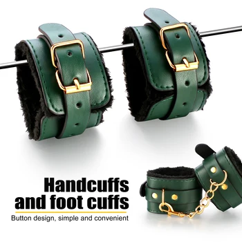 High quality BDSM Genuine Leather Bondage Set Fetish Handcuffs Collar Gag Whip Erotic Sex Toys For Women Couples Adult Games 3