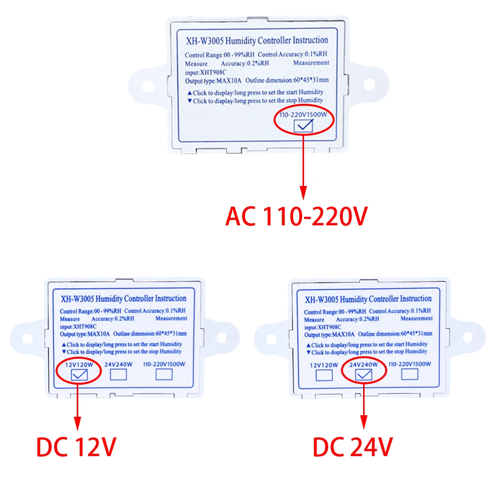 Digital Humidity Controller W3005 12V 24V 220V Digital Humidity Controller instrument Humidity control Switch hygrostat Hygrometer SHT20 sensor