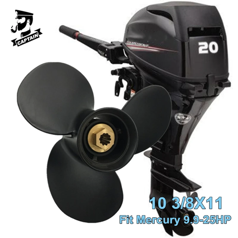 Captain Marine Propeller 10 3/8x11 Fit Mercury Mariner Outboard Engine 9.9HP 15HP 18HP 20HP 25HP 10 Spline High Thrust Propeller