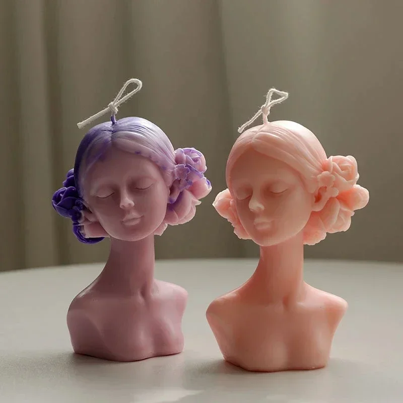 New Closed-Eye Girl Aromatherapy Candle Mould Blindfolded Debate Beauty Plaster Resin Mold Silicone Mold Candle Making Molds