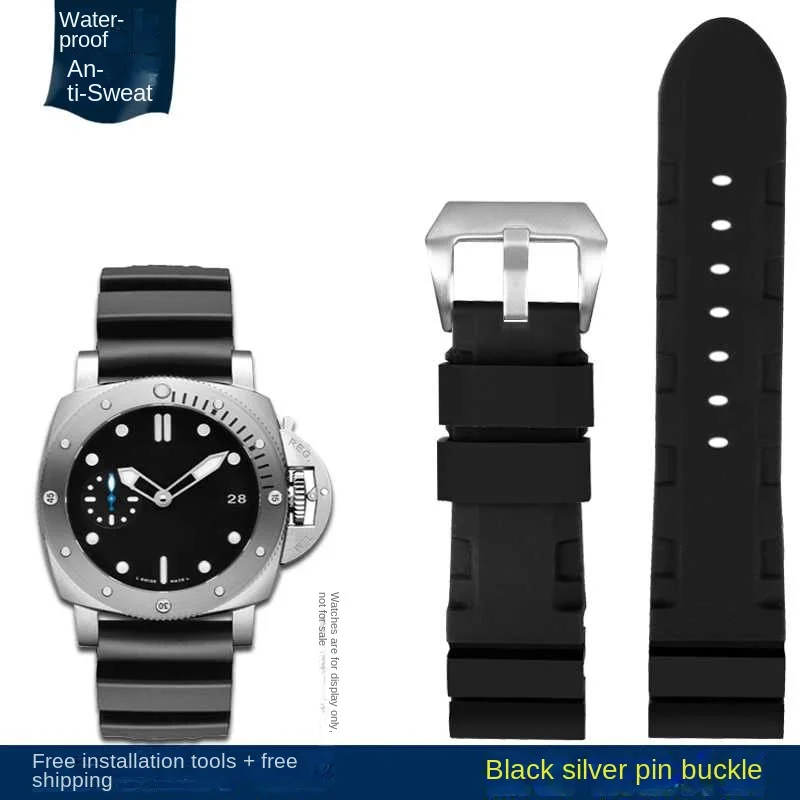 93.PANERAI用   24mm-22mm Panerai Black Rubber Strap 24/22 | US Panerai Official Website