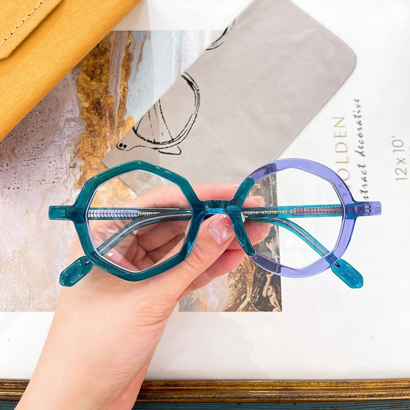 

High Quality Design Vintage Acetate Polygon Optical Glasses Frames Men Women Prescription Eyeglasses Japanese Handmade Eyewear
