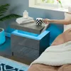 Grey Night Stand Set 2 Modern Bedside Tables with 2 Drawers Bedroom Night Stands Set of 2 LED Night Stand for Bedroom 6