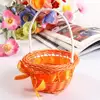 Imitation Rattan Round Small Flower Basket Pink/Purple/Orange/Blue/Yellow Decorative Woven Hand-held Flower Basket with handle 6