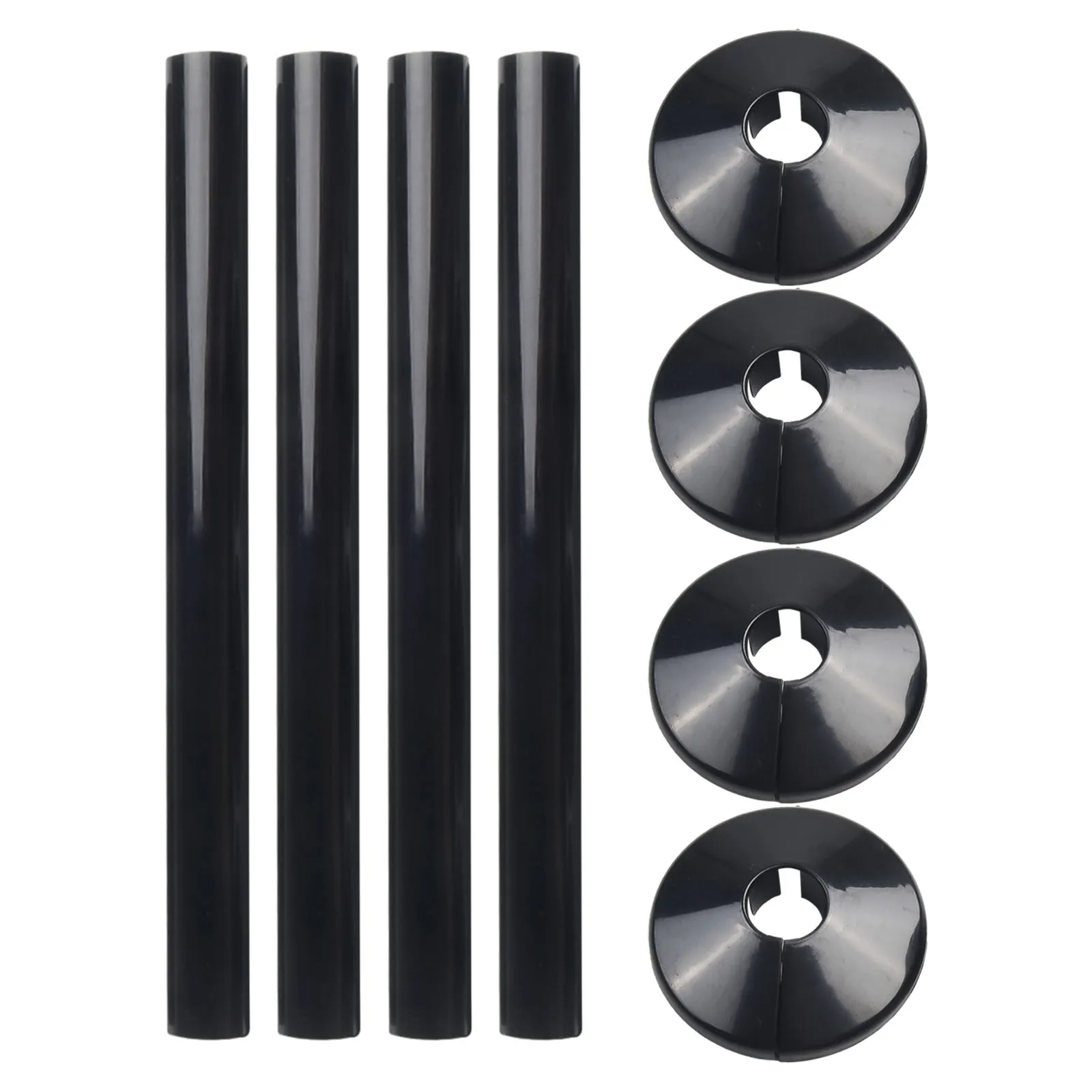 

Black Finish Part Replacement Pipe Cover Tube Radiator Pipe Covers 200mm 4pcs Black Chrome Easy Installation Plastic Radiator