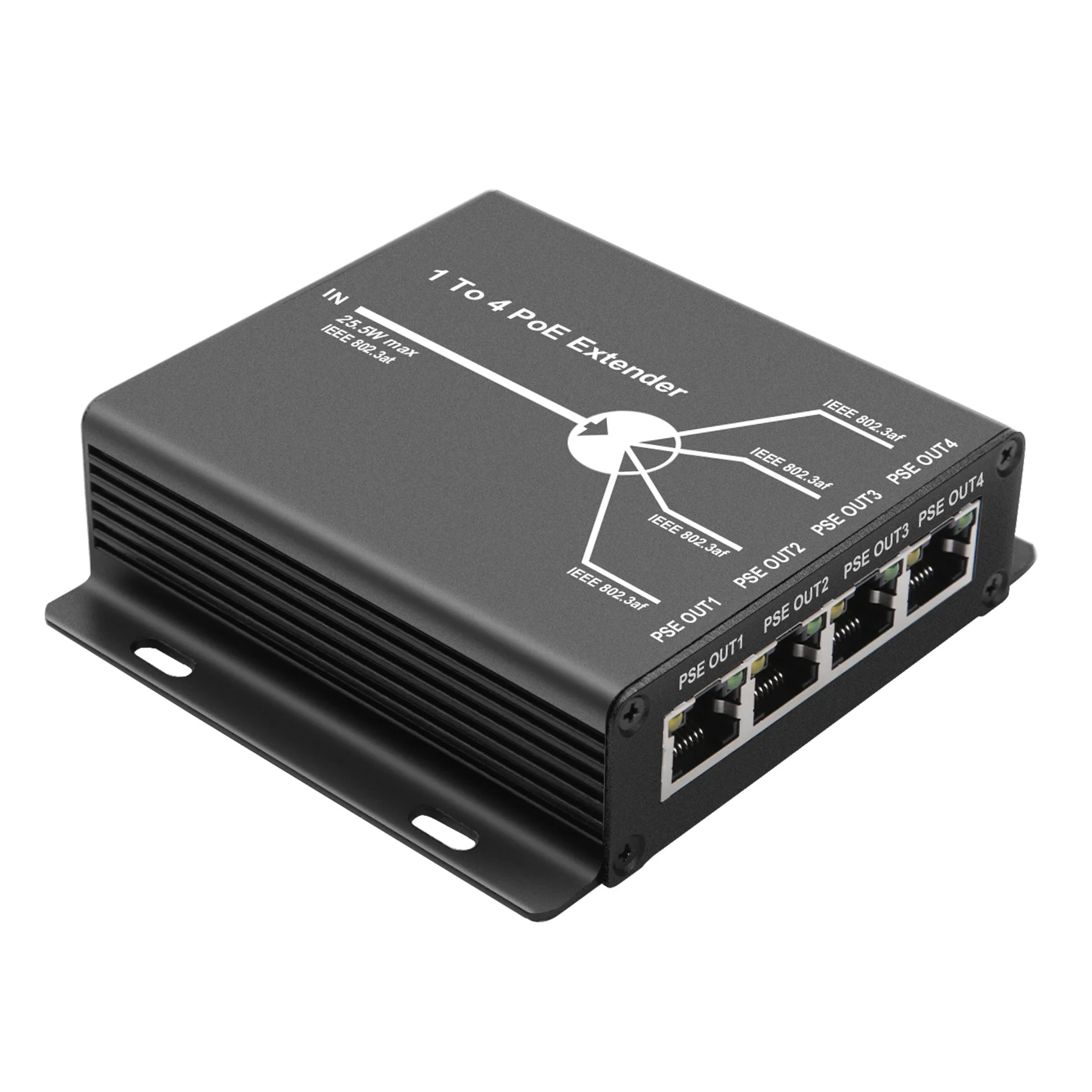

4 Port IEEE802.3Af PoE Extender for IP Camera Extend 120M Transmission Distance with 10/100Mbps LAN Ports 4 POE Extender