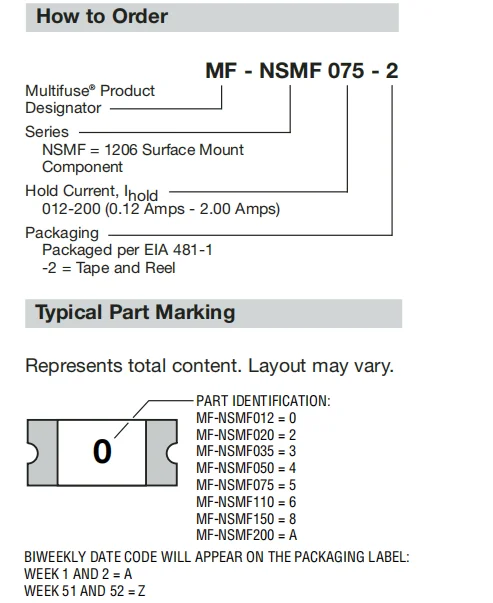 (100pcs)MF-NSMF 1206 SMD PTC Resettable Fuses NSMF012/020/035/050/075/110/150/200 0.12A 0.2A 0.35A 0.5A 0.75A 1.1A 1.5A 2A