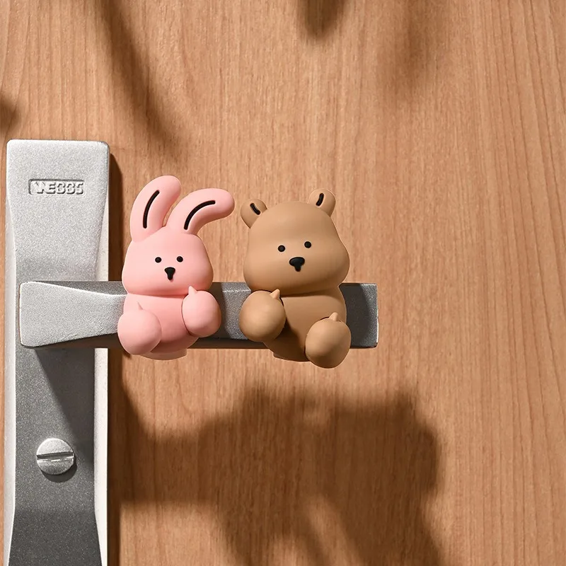 Creative Silicone Duck Anti-collision Door Stopper 3D Cute Bear Rabbit Door Handle Protective Cover Bedroom Home Stopper