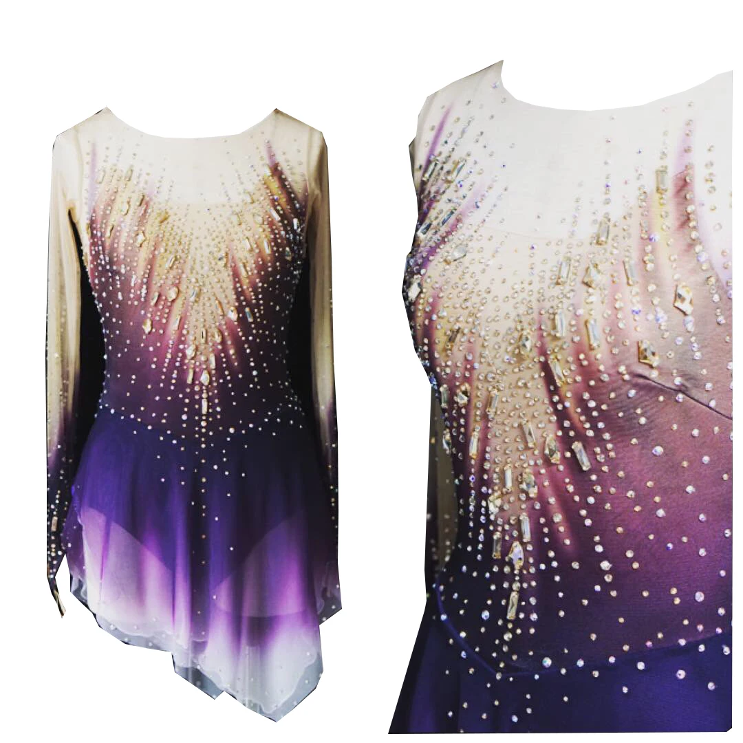 

LIUHUO Ice Figure Skating Dress Women Girl Competition Purple Diamond Teens Skating Dress Female Dancewear Skating Dress