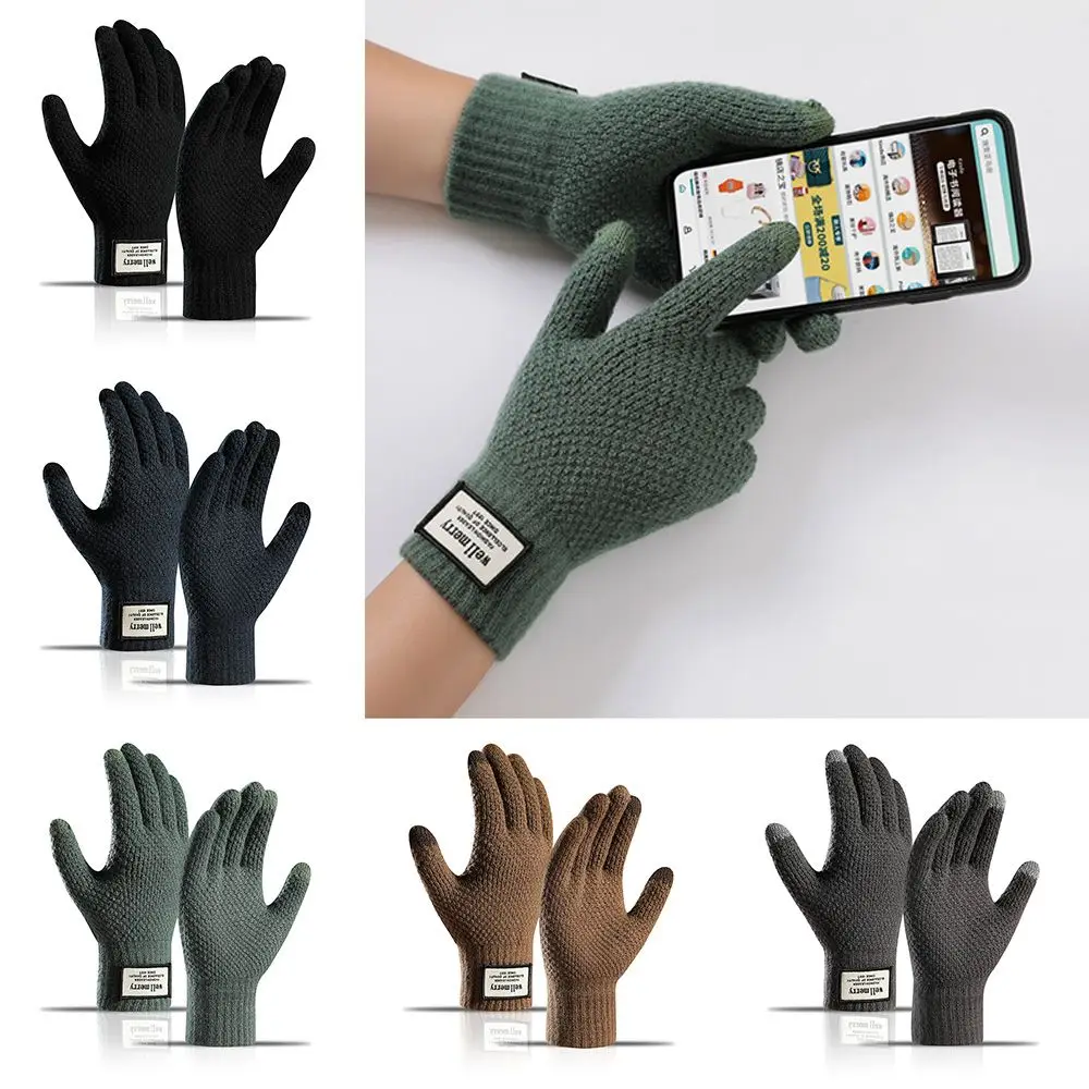 Winter Gloves Wool Cashmere Gloves Touch Screen Winter Men Knitted Gloves Solid Color High Quality Winter Autumn Thicken Warm Coldproof winter gloves