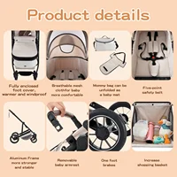 Poussette 3 en 1 pour bébé, siège inclinable pliable pour nouveau-né et enfant en bas âge, système de voyage, couffin, siège de voiture 5