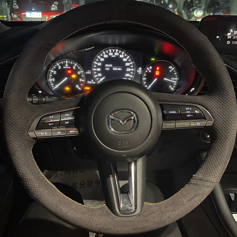 Custom Car Lenkrad Abdeckung Weichem Wildleder 100% Fit Für Mazda CX-30 CX30 2019-2020 Mazda 3 Axela 2019 2020 auto Zubehör