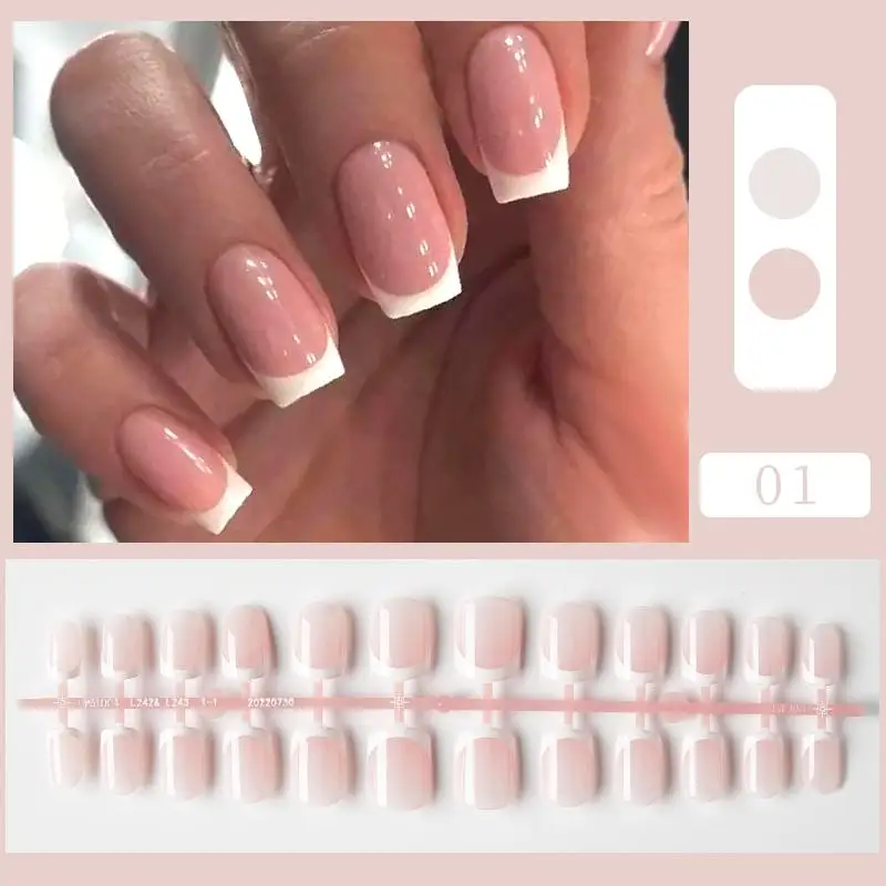 24Pcs 20Pcs French False Nails Coffin Ballet Fake Nails Full Finished Fake Nail Patches For Girls Wearable Press On Fake Nails
