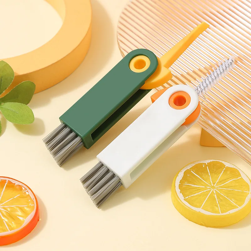 

3 In 1 Bottle Cap Cleaning Brush Milk Bottle Brush Cup Cover Clean Brush Kitchen Portable Multifunctional Groove Cleaning Brush