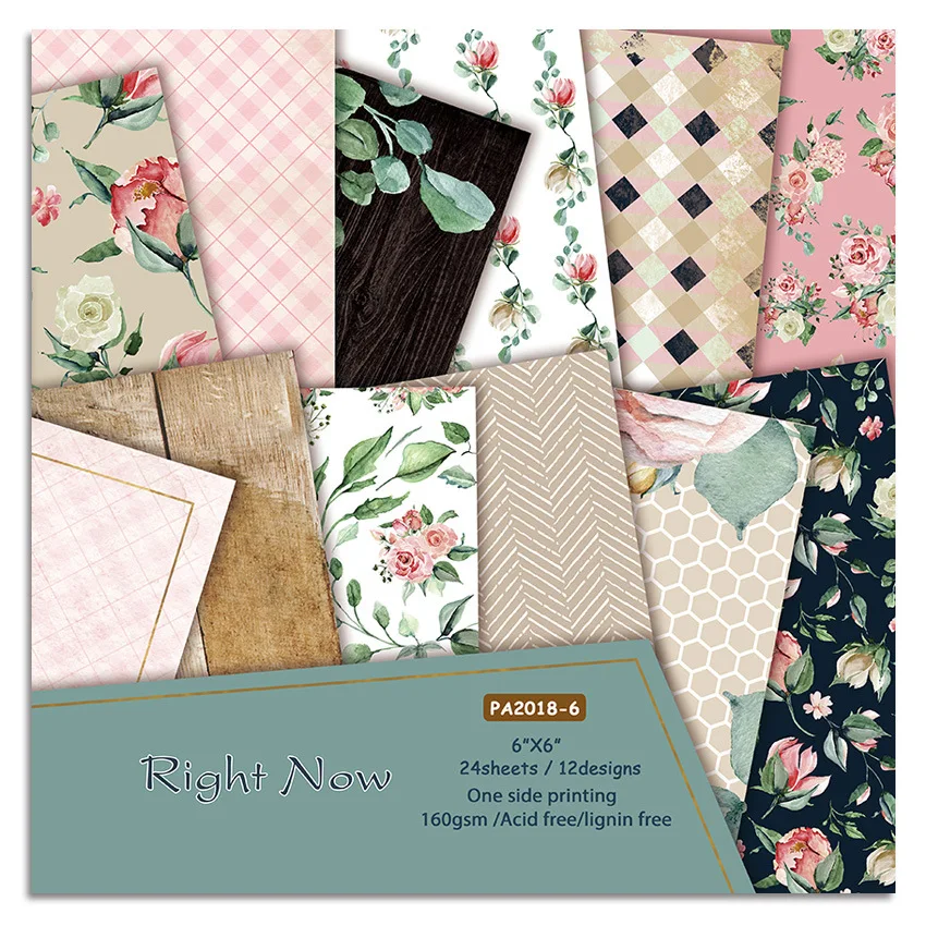24Sheets/Set Vintage Flower Material Ppaper DIY Scrapbooking Journal Base Collage Photo Props Gift Wrapping Decoration Paper