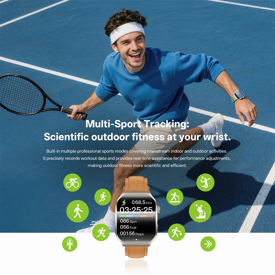 2026 New 2.01" HD Curved Screen Smart Watch Bluetooth Call for Men Sports Watch Health Monitor Smart Watch for Android iOS 5