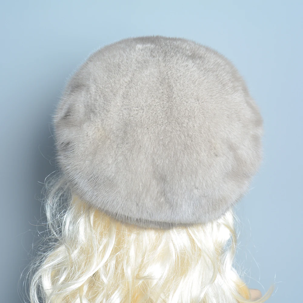 Real Mink Fur Hats For Women Warm Russian Winter Hat Luxurious Natural Fashionable Brand Floral Visors Novelty 3