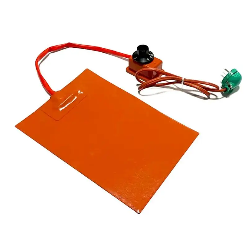 110V/220V Flexible Silicone Rubber Heating Pads Electric Heater Plate Mat W/ 3M Adhesive Knob Temperature Controller Thermostats 2