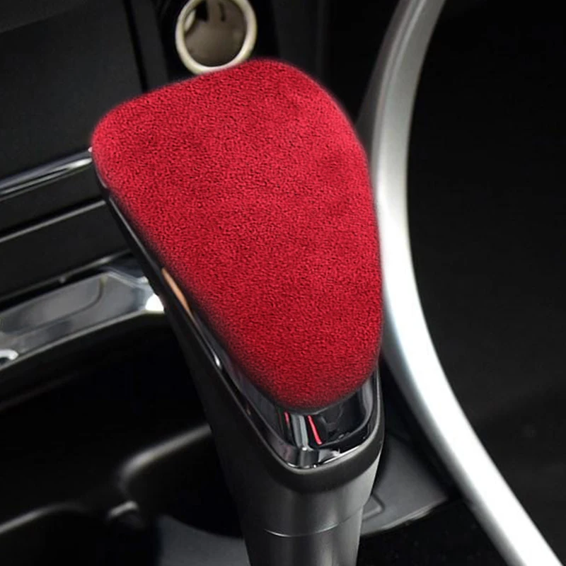 

Red Black Alcantara Suede Car Gear Shift Knob Cover Handle Sticker Interior Trim 13-17 For Honda Crider