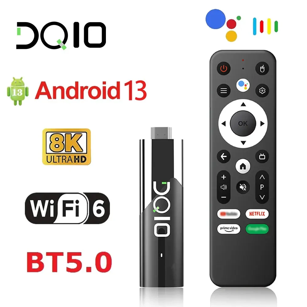 

Мини-ТВ-приставка DQ10 ATV Android 13 Allwinner H618 Quad Core Cortex A53 Поддержка 8K видео 4K Wifi6 голосовой пульт дистанционного управления Смарт ТВ-приставка