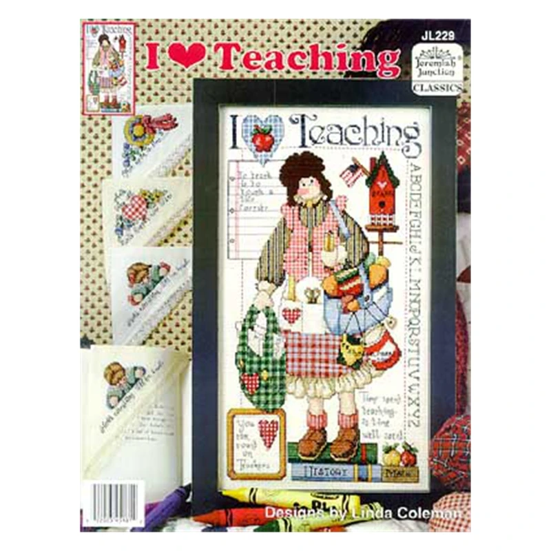 Cross Stitch Kit Magazine Style Figure I Love to Teach 18CT 14CT 11CT Precision Print Embroidery Manual Material Package