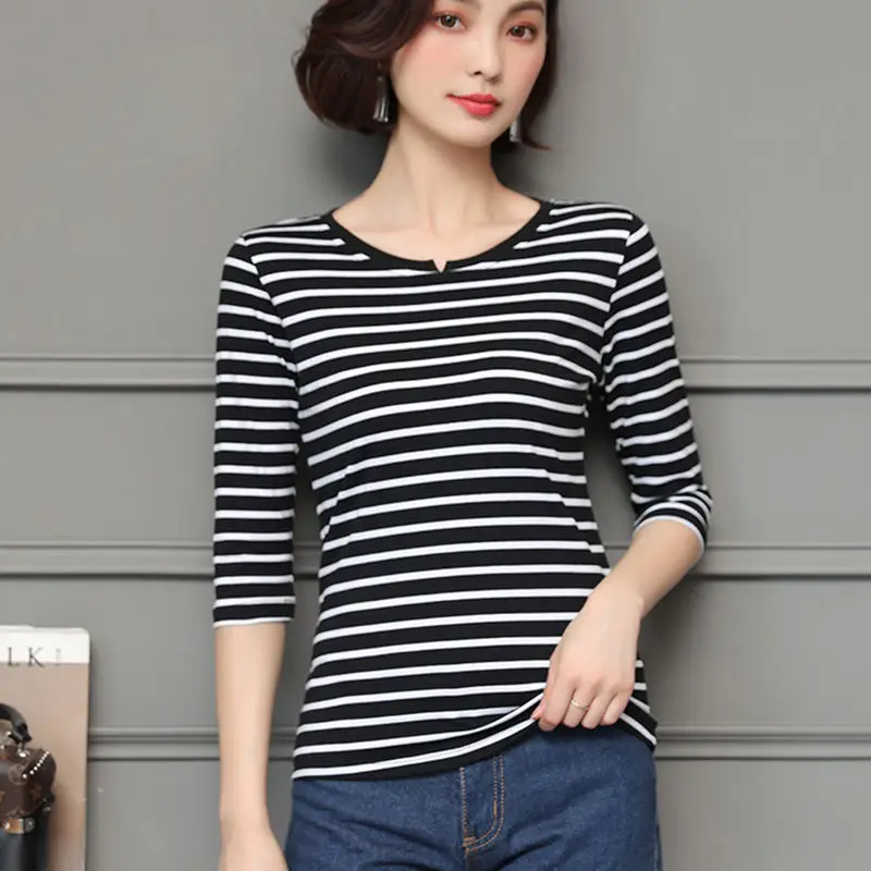 

Женская футболка в полоску, с коротким рукавом, из натурального хлопка