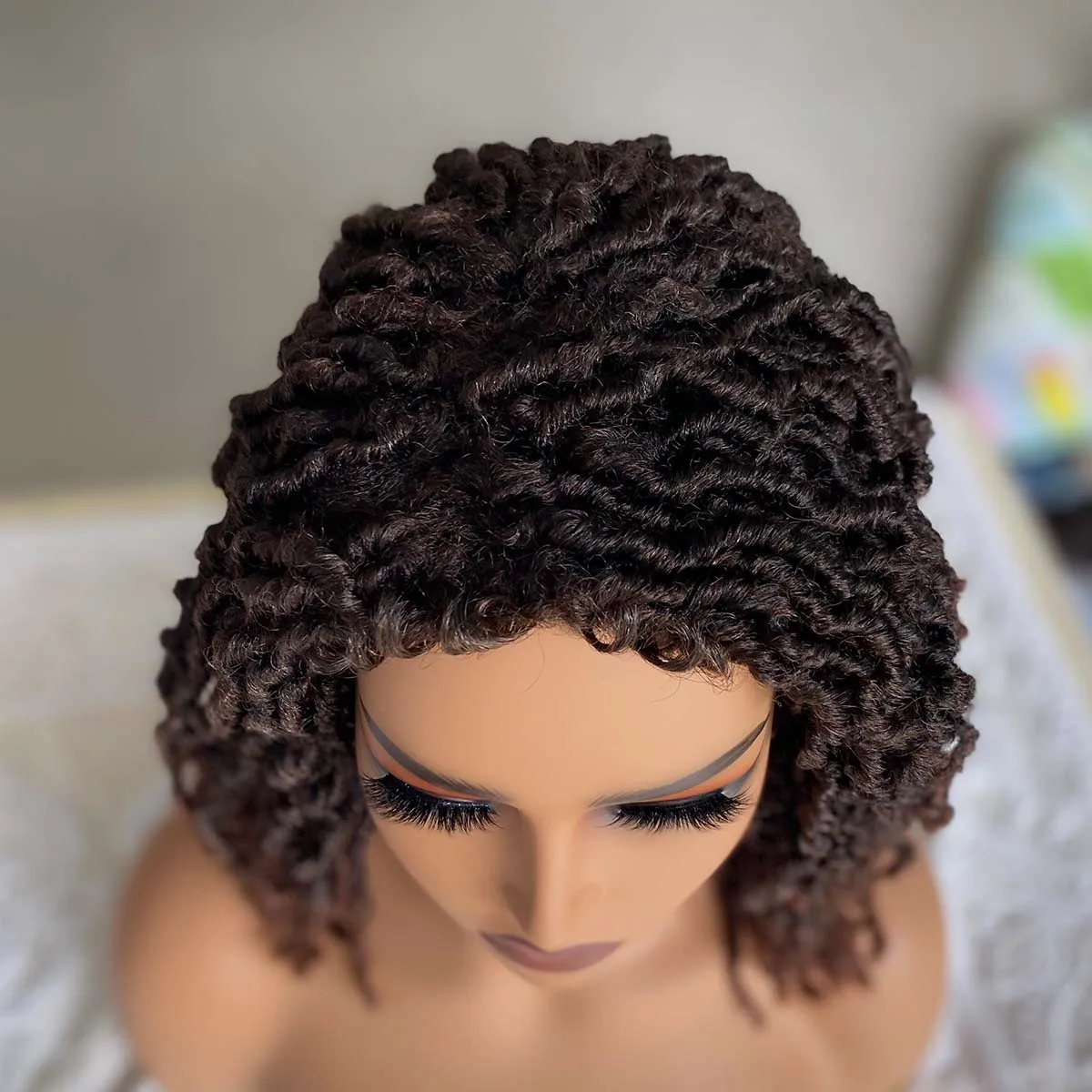 Short Synthetic Hair Braided Wigs For Black Women Short Dreadlock Wigs Afro Braids Curly Nu Faux Locs Wigs For Black Women