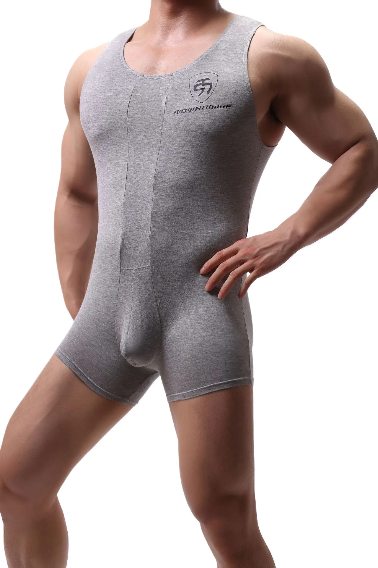 Mens Soft Modal Bodysuit Undershirts Slim Shaper Onesie Vest Jumpsuits Bodywear Sports Bodybuilding Singlets
