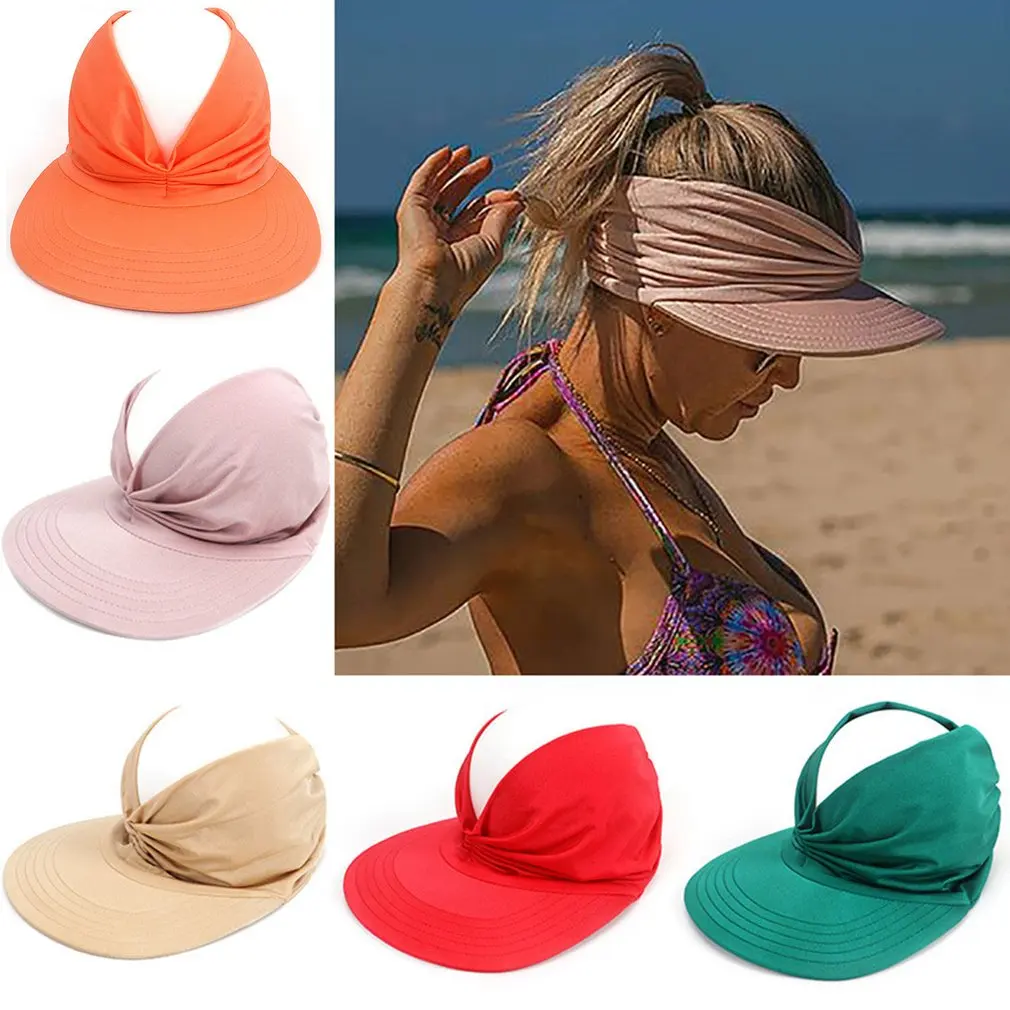 New Hat Women Summer Sun Visor Hat Women Anti-ultraviolet Elastic Hollow Top Hat Outdoor Sun Hat Summer Hat Visor Caps For Child