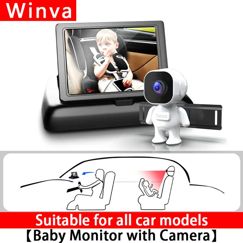 1080HD Night Vision Baby Car Mirror 4.3 Inch Screen Monitor Mount Desktop Rear F
